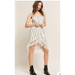 Z&L Europe Stripe Fringe Halter Dress